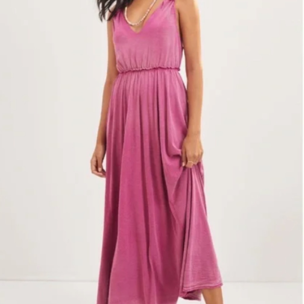 Anthropologie Pink Strappy Maxi Dress